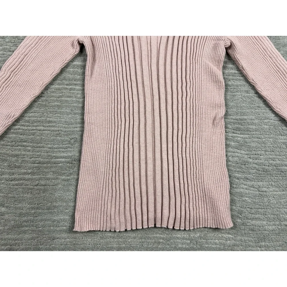 Liz Claiborne Sweater Womens Medium‎ Pink Stretch Longsleeve VNeck Ribbed Career